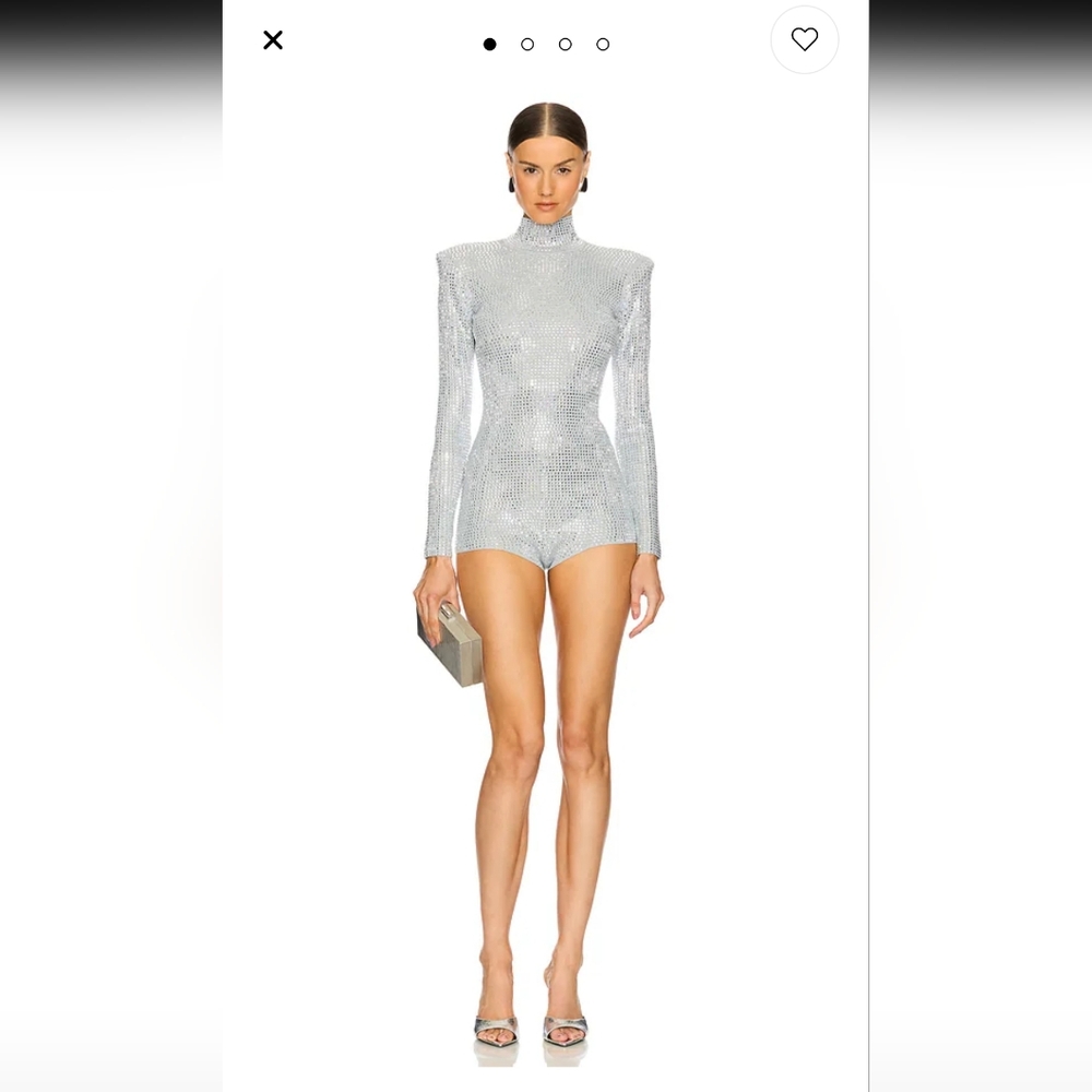 REVOLVE 	retrofete Auburn Knit Romper in Metallic Dove & Silver Size XXS. NWT.